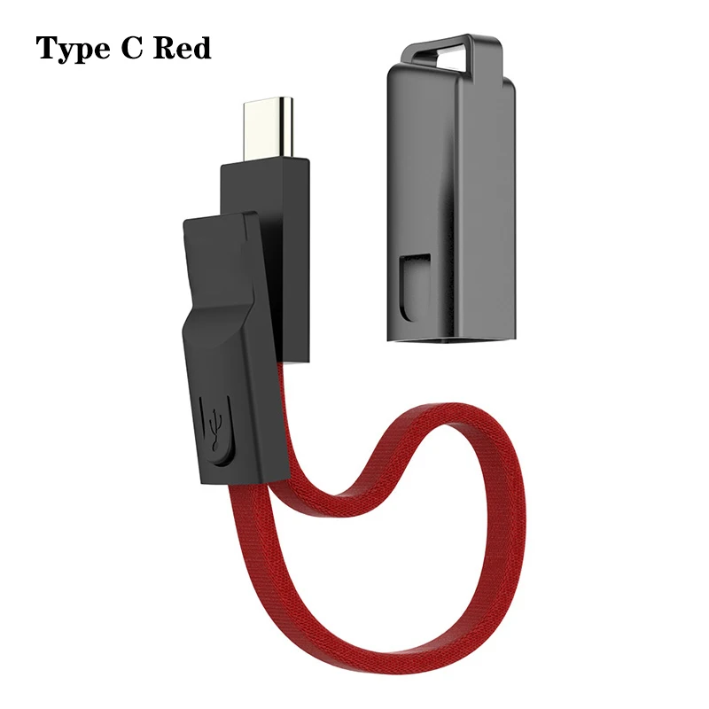 For Tpye C Red Мини микро-usb брелок USB C короткий кабель для iphone 8 huawei samsung type C кабели цепочка для телефона и ключей Быстрая Зарядка Синхронизация данных шнур - Color: For Tpye C Red