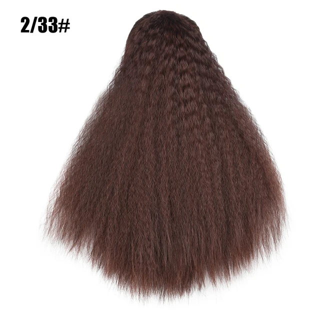 Kinky Straight Ponytail Hair Extension Clip for Women Synthetic Wrap Around Magic Paste Black Afro Pony Tail Hair 18