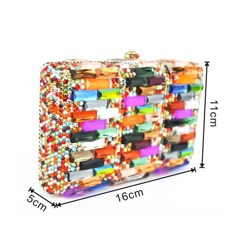 Многоцветные элегантные стразы, женские сумки, ручная работа, вечерние клатчи, сумка на плечо с цепочкой, кошелек с кристаллами