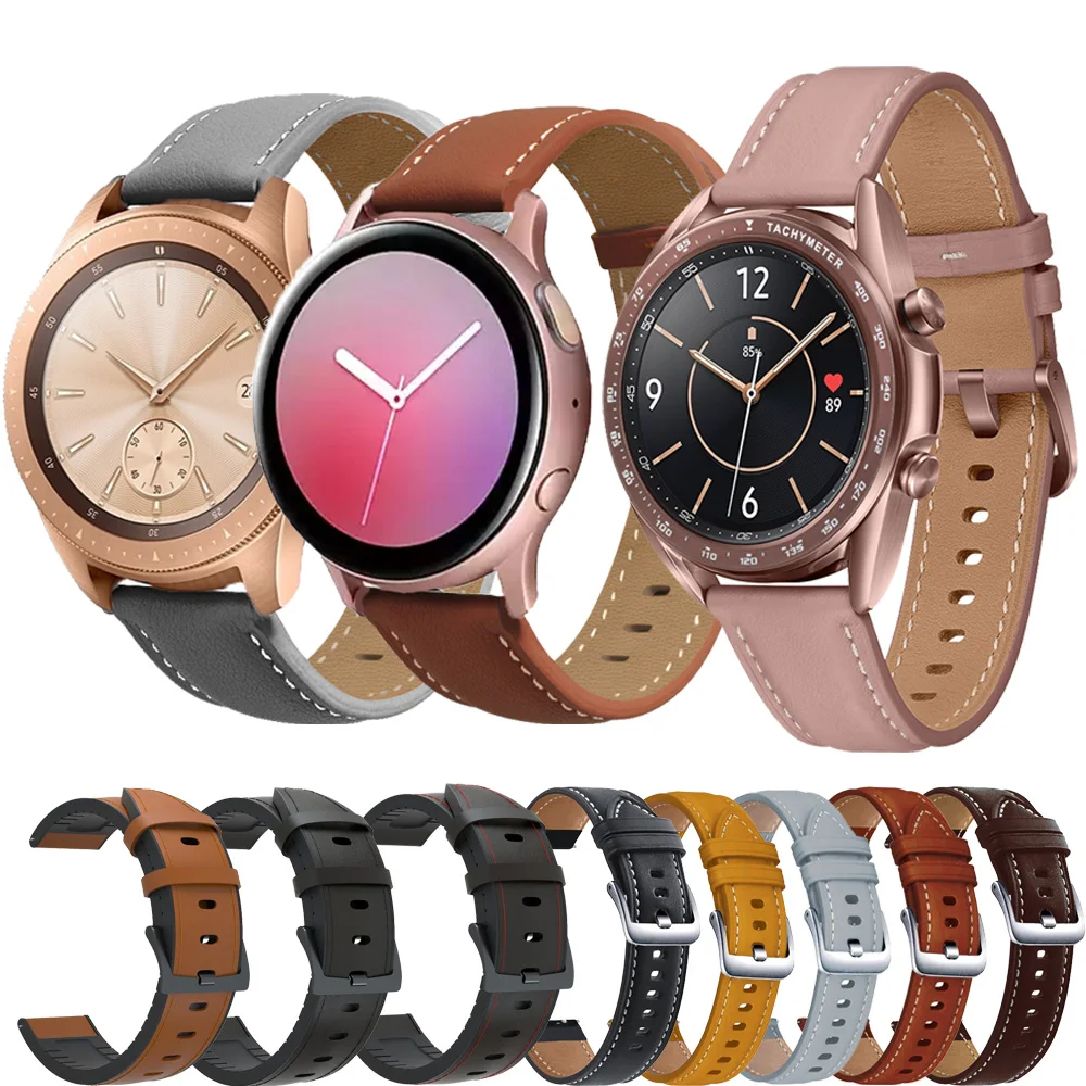 Ремешок кожаный 20 мм для смарт-часов Samsung Gear S2 Classic/Galaxy Watch Active/42 мм/S4/Active 2 40 44/3 41 |