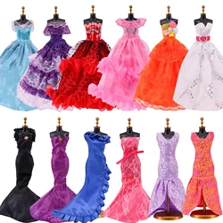Barbies boneca roupas rendas princesa vestido de casamento noiva vestido de casamento vestido de festa saia para barbies 1/6 bjd boneca acessórios brinquedos