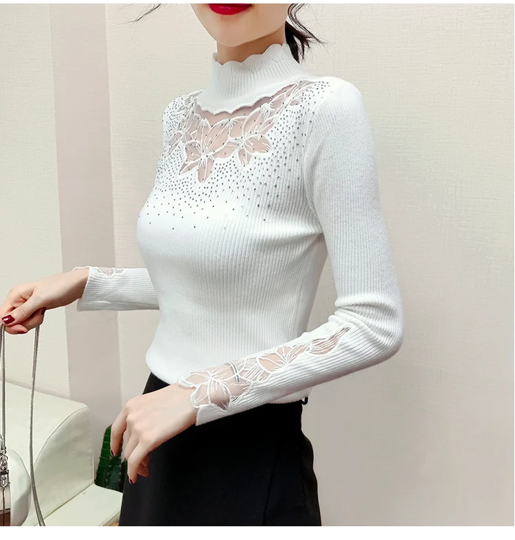 Хорошее качество женская одежда последние весна осень зима корейский vestidos вышитые эластичные тонкие свитера женские K0192