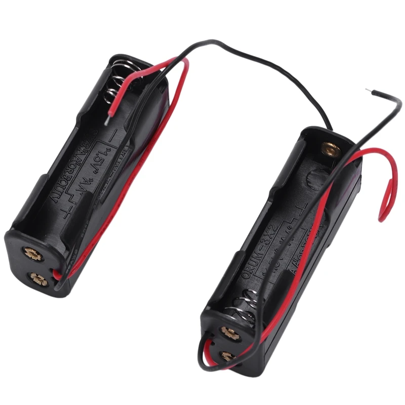 

2Pcs Double Side Opening Frame 2 x 1.5V AA Battery Case Holder Black