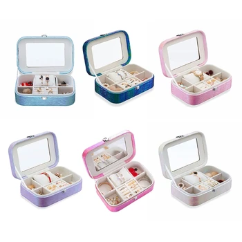 

1 Pc Portable Travel Jewelry Display Organizer Case Multi-function Watch Ring Bracelet Necklace Storage Box with Mirror