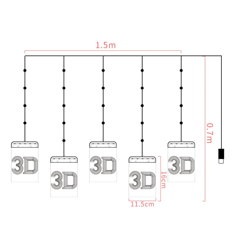 Led luzes da corda de natal romântico