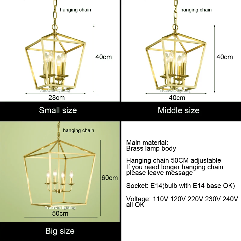 Стильный медный латунный золотой подвесной светильник с цепочкой, подвесной светильник, птичья клетка, гнездо для столовой, гостиной, золотой подвесной светильник