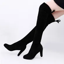 Winter Shoes Woman Fashion Over The Knee Sexy High Heels Slim Winter Boots Women Shoes Flock Snow Boots