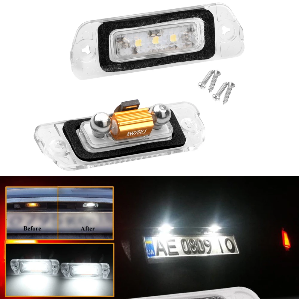 Error-Free 6000K LED License Plate Lights For Mercedes ML (W164), GL (X164), R-Class (W251) – 2 Bulbs