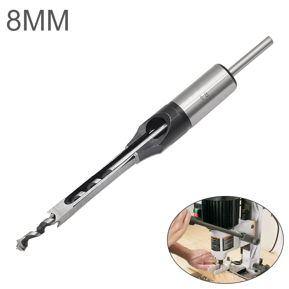 

1 Piece 8mm Alloy Steel Square Hole Saw Mortise Chisel Wood Drill Bit with Twist Drill for Woodworking