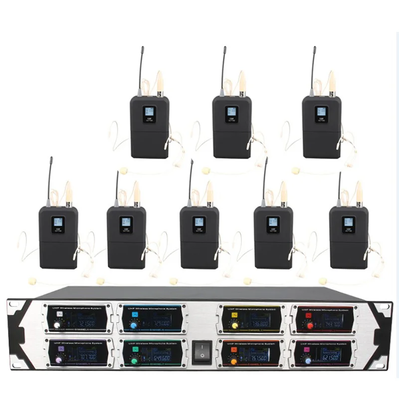

Professional wireless microphone U8000GTA2UHF8 channel fixed frequency dynamic display headset microphone stage performance