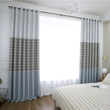 

Custom Grey Curtain Modern Minimalist Linen Yarn-dyed Curtain for Living Room Nordic Style Curtain Bedroom Blackout Curtain