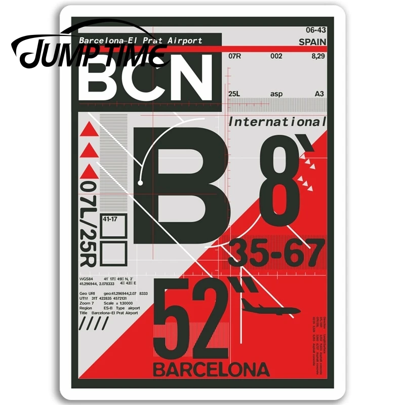Jump Time for Barcelona Airport Vinyl Stickers Spain Sticker Laptop Luggage Auto Bumper Motor Decal Waterproof Car Accessories | Автомобили