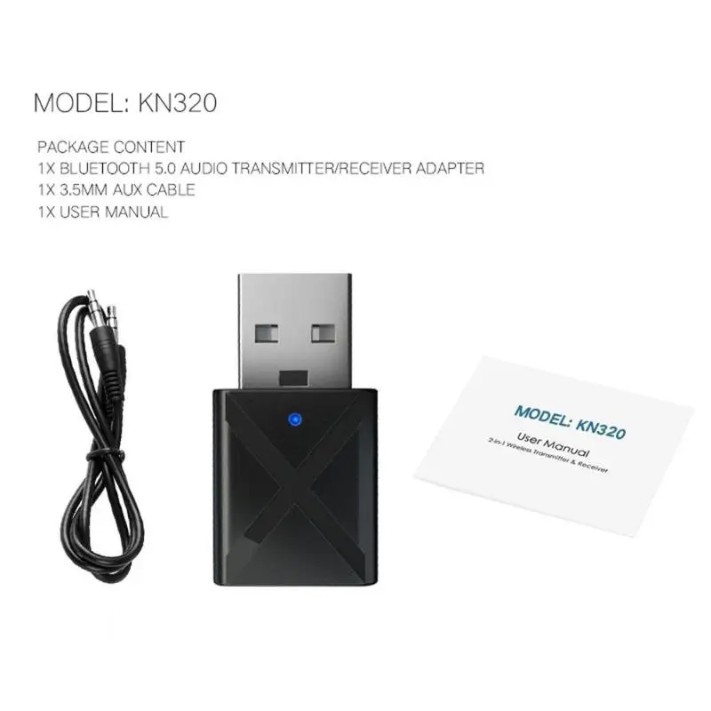 Портативный USB Интерфейс Bluetooth 5,0 приемный передатчик 2-в-1 для автомобиля и ТВ стерео аудио KN320 32x17x8,5 мм переключатель режимов работы, новинка