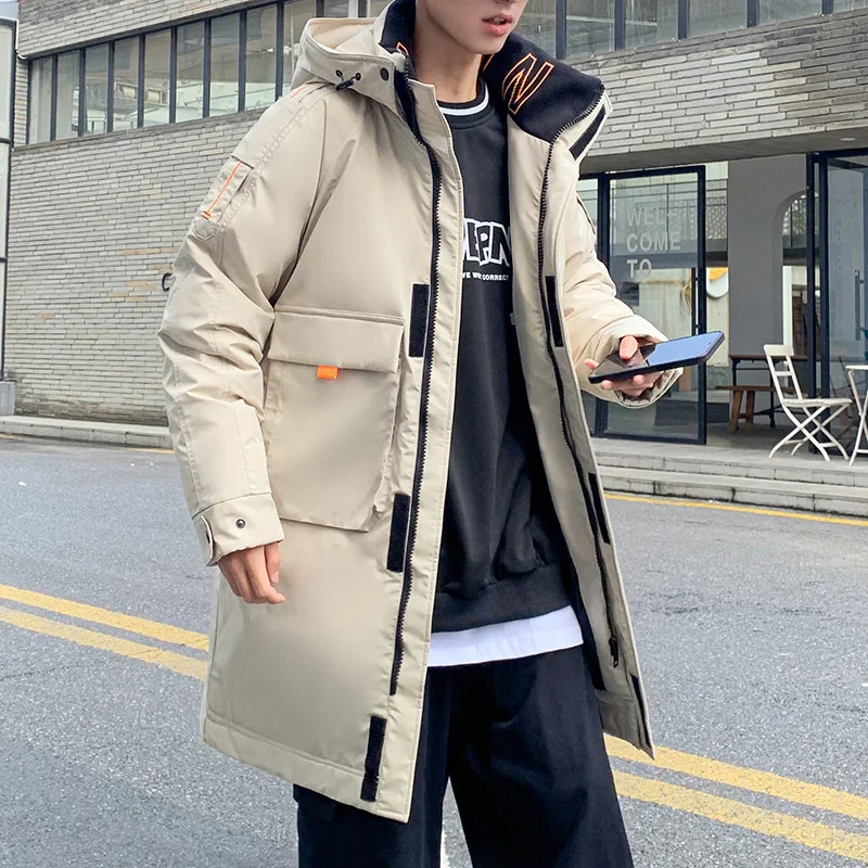 

2021 Down Jacket Mens Fashion Workwear New Style Young Puffer Jacket Long Thicken Outdoor Warm Winter White Duck Down Coats