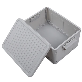 

Large Capacity Storage Box Folding Plastic Storage Organizer for Clothes Toy Food Sundries Stackable Boxes for Storage-Grey