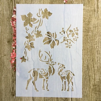 

A4 29 * 21cm Sika Deer love DIY Stencils Wall Painting Scrapbook Coloring Embossing Album Decorative Paper Card Template