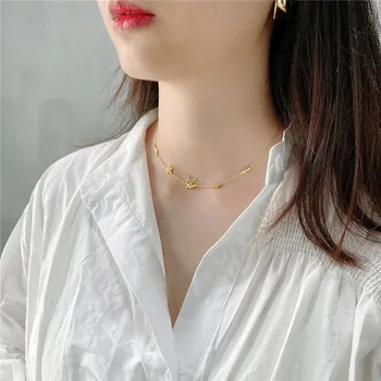 

POFUNUO Real 925 Sterling Silver 18K Gold Plated Delicate Chokers Women Cute Birds Charm Short Necklace Niche Jewelry Chokers