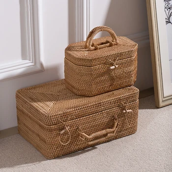 

Creative handmade rattan portable storage box