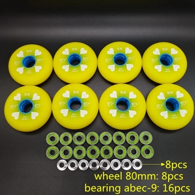 yellow 80 Роликовые коньки колеса 83 A 62 мм/64 мм/68 мм/70 мм/72 мм/76 мм/80 мм - Цвет: yellow 80
