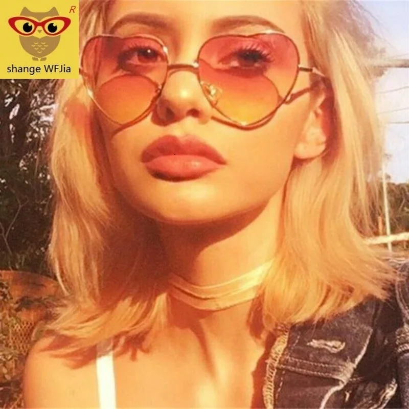 

2019 Ladies Heart Shaped Sunglasses metal Women Brand Designer Fashion Rimless LOVE Glasses Ray Men Mirror oculos de sol