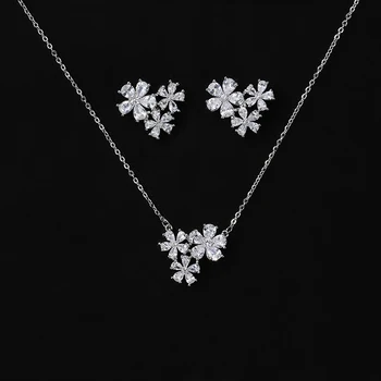 

Jewelry Set HADIYANA Flower Shape Simple Necklace And Earrings Set Women Party Wedding Girlfriend Gift CN1190 Conjunto de joyas