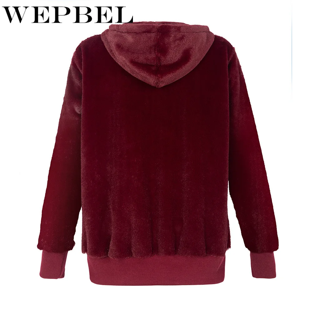 WEPBEL, Женское пальто из искусственного меха с капюшоном, высокая талия, Модная тонкая Толстая теплая куртка из искусственного меха, пальто из искусственного меха кролика