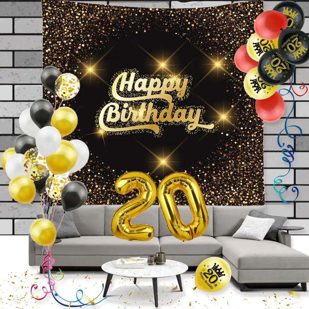 Украшения для вечеринки на 20 дней рождения взрослых Золотой шар 12 дюймов