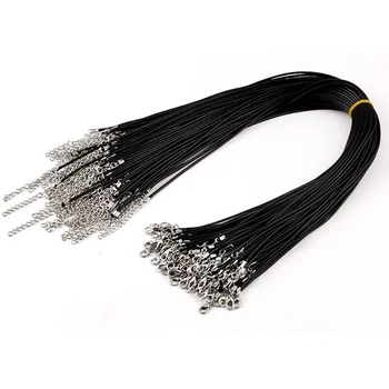 

100pcs/Lot Lobster Clasp Black Wax Leather Cord Necklace Women Men Lether Rope Pendant Necklace DIY Jewelry Wholesale