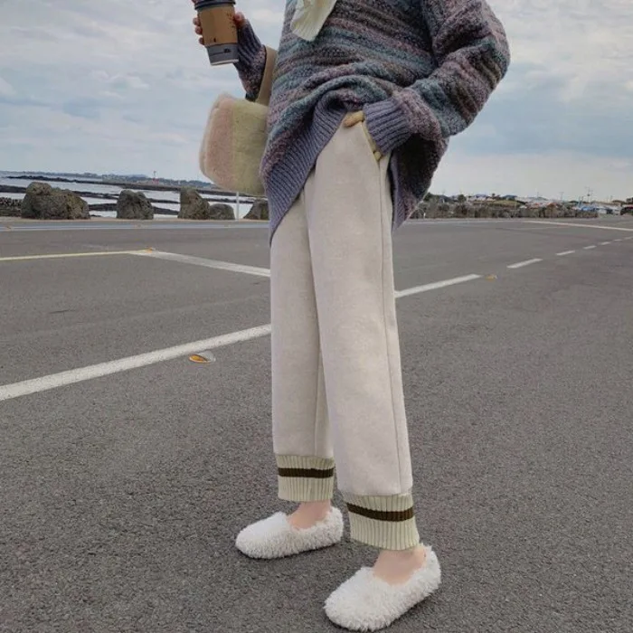 

2020 Casual Harem Pants Women Streetwear Fashion Loose High Waist Long Trousers Female Solid Black Beige Pants Winter Punk Girl