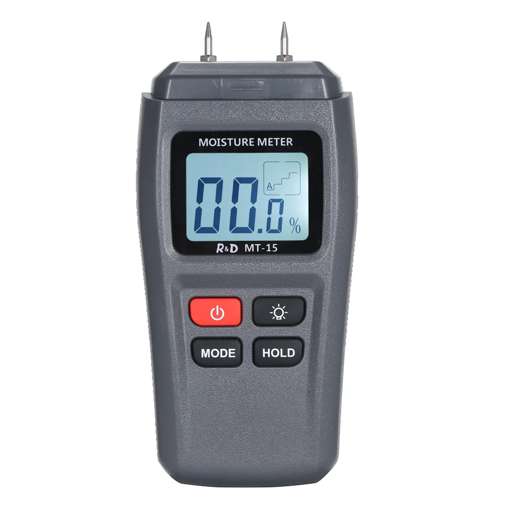Digital Wood Moisture Meter Handheld LCD Lumber Damp Detector Portable Humidity Content Tester Range 1%~99% with 2 Pin Probe
