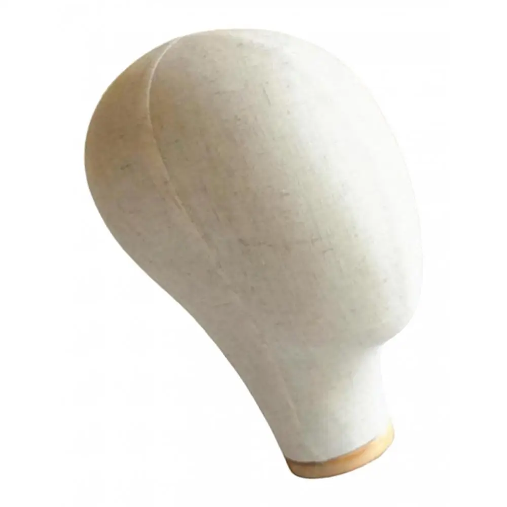 Hair Wigs Extension Making Hats Caps Display Canvas Cork Block Mannequin Head Model with Wooden Stand - 21.26inch