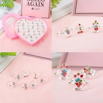 

New Children Crown Ring Kids Princess Alloy Rings Little Girl Jewelry Prom Party Game Toy Gifts