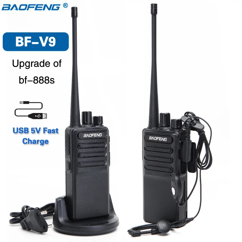 2 шт. Baofeng BF-V9 USB 5 В Быстрая зарядка рация 5 Вт UHF 400-470 МГц 16CH Ham портативные радио обновление BF-888S двухстороннее радио