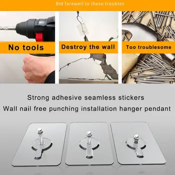 

Transparent Practical Alete Durable Wall Nail Wall Poster Non-Trace Stick Wall Hook Screw Towel Home Decor Strong Adhesive