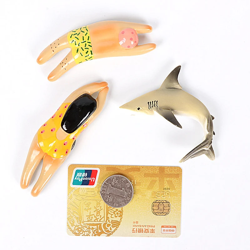 Магнитная паста для холодильника 3d для мальчиков и девочек, кукла для плавания, имитация акулы, магнитная плитка, креативные маленькие подарки, украшение для дома и кухни