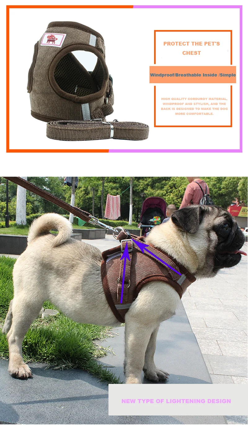 Nylon Mesh Kitten Puppy Reflective Dogs Harness And Leash Set Dogs Vest Harness Leads Pet Clothes For Small Dogs