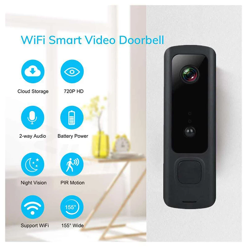 Tuya Video Doorbell Camera WiFi Wireless 720P HD Doorbell Smart Home Door Bell Outdoor Mini PIR Motion Intercom Two Way Audio two way audio intercom