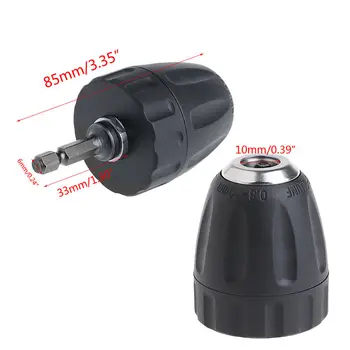 

Black 0.8-10mm Drill Chuck Converter 3/8 24UNF + 1/4 Hex Shank SDS Adaptor Set