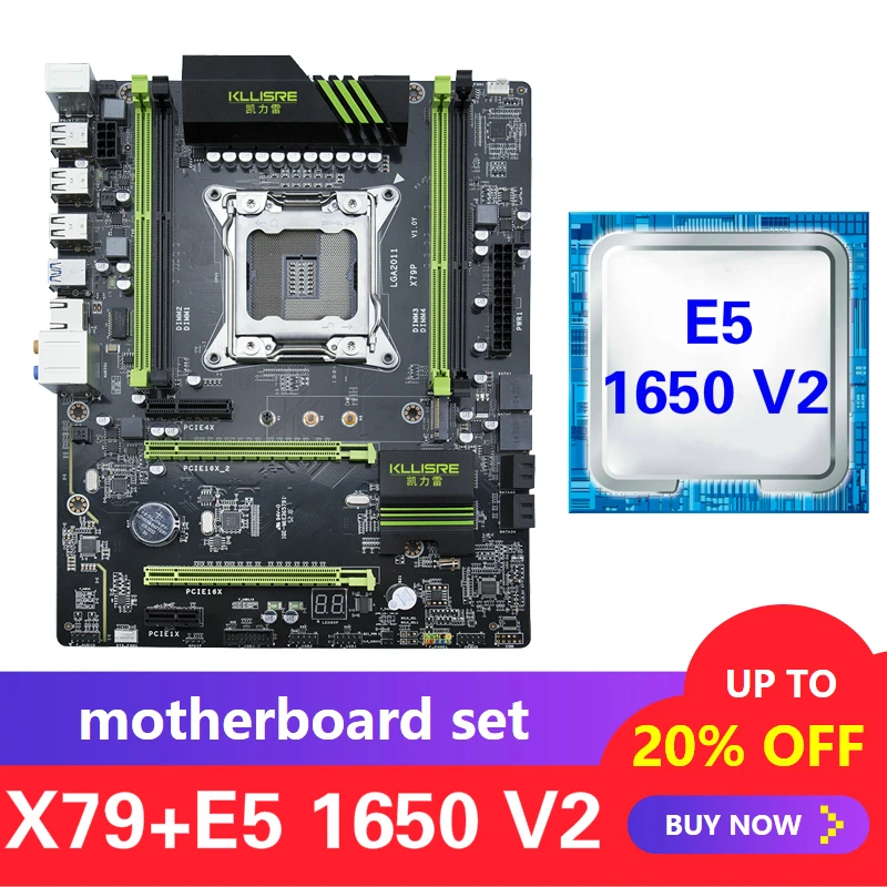 

Kllisre X79 motherboard set with Xeon E5 1650 V2 LGA 2011 support DDR3 ECC REG memory ATX USB3.0 SATA3 PCI-E NVME M.2 SSD