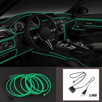 

4M LED EL Light Neon Rope Car Dance Glow Light Strip + 3V/12V Controller USB Drive Car Decoration Light Car Styling Party Decor