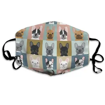 

French Bulldog Dog Dustproof Earloop Face Mask for Women Men, Pollen Cosplay Camping Half Face Mouth Mask - Adjustable Elastic