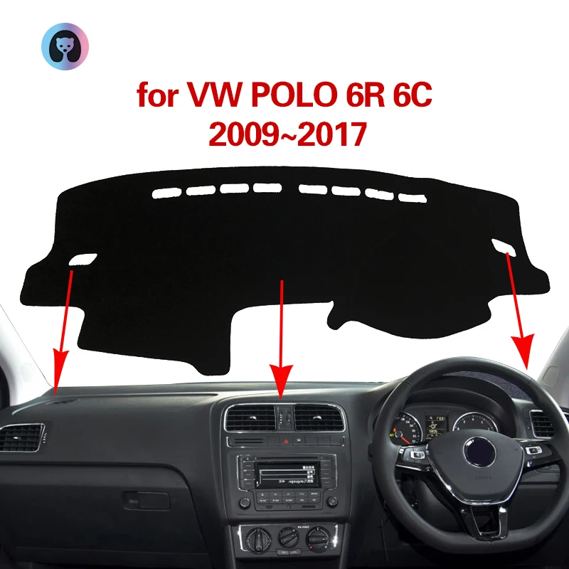 

for Volkswagen VW POLO 6R 6C Anti-Slip Mat Dashboard Cover Pad Flannel Sunshade Dashmat Carpet Car Accessories 2009~2017 2010