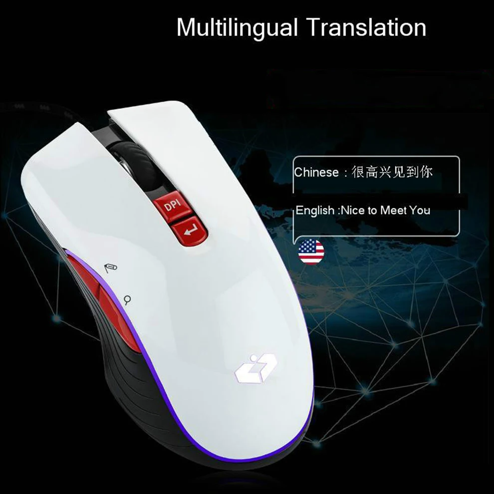 SeenDa Проводная игровая мышь 3200 dpi Регулировка умной голосовой мыши для компьютера, ноутбука, офиса, английской речевой перевод/тип/Поиск мыши