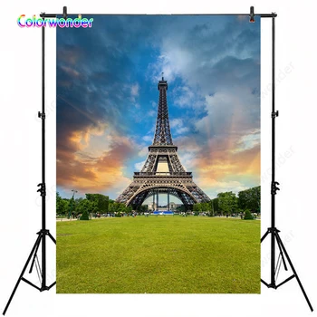 

Paris Eiffel Leaning Tower Photo Studio Photography Backdrop Sunset Glow Wedding Background Party Photography Decoration Banner