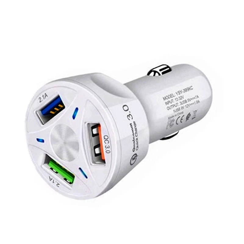 Высококачественное Автомобильное USB зарядное устройство, быстрая зарядка 3,0, зарядное устройство для мобильного телефона, 3 порта, USB, быстрое автомобильное зарядное устройство, прикуриватель