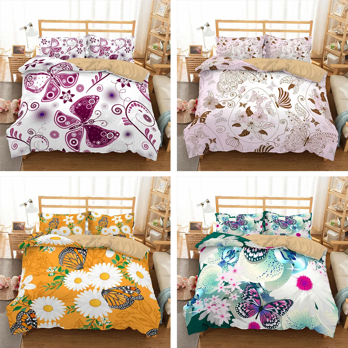 3D Print Butterfly Animal Comforter Bedding Set King Queen Double Full Twin Single Size Duvet Cover Luxury Quilt | Дом и сад