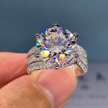 Trendy Silver Color Claws Design Big Crystal Wedding Rings for Women Cubic Zirconia Charms Bridal Engagement Ring Jewelry Gift 1