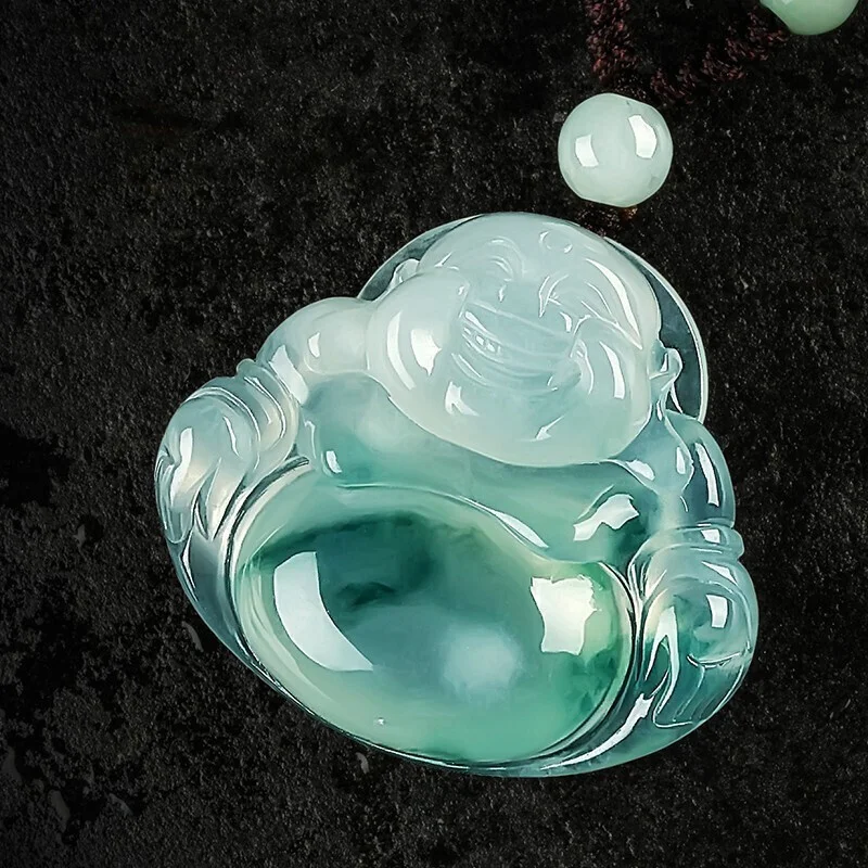 Real Burma Jadeite Buddha Pendant Feng Shui Charm Necklace Men Women Myanmar Emerald Jades Stone Statue Lucky Amulet Gift | Украшения и