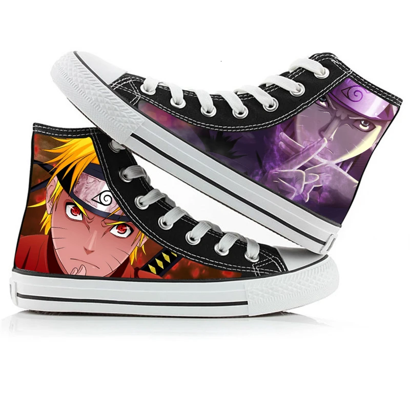 WHOHOLL; брендовая парусиновая обувь с персонажами из аниме Наруто; ручная роспись; высокие повседневные кроссовки; обувь с миньонами; кроссовки с миньонами для взрослых; Размеры 35-44