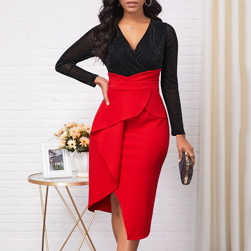 

Fashion Solid Asymmetrical Skirt for Women Summer High Elastic Waist Women Skirt Casual Bodycon Vintage Straight Lady Skirt